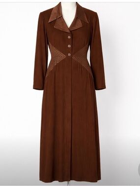 Nu Mode Maxi Dress Brown Size 15/16 Button Down Classic  Modest Chic